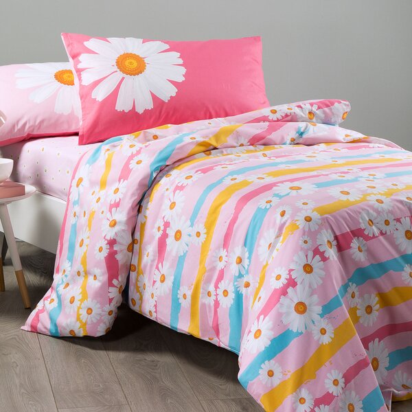 Copripiumino Con Federe In Cotone Margherite Piazza E Mezza Caleffi Kids Ragazza Caleffi