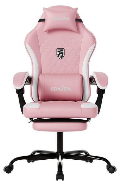 Sedia ergonomica da gaming - Sedia da corsa - Sedia da ufficio - Sedia da gioco - Sedia per computer - Con poggiapiedi - Con supporto lombare