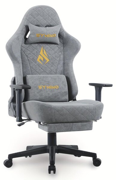 Sedia da gaming - Sedia da ufficio - Sedia per giocatori - Colore: nero e grigio - Ergonomica - Schienale e poggiapiedi regolabili