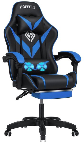 Sedia da gaming - Sedia da ufficio - Sedia per giocatori - Poltrona reclinabile - Sedia per computer - Con massaggio lombare a 2 punti