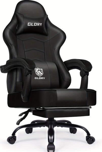 Sedia da ufficio ergonomica con poggiapiedi, supporto lombare, poggiatesta e design girevole