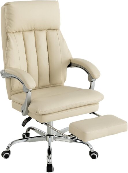 Poltrona - Sedia da ufficio - Poltrona relax - Sedia da esterno - Design ergonomico - Ecopelle con poggiapiedi