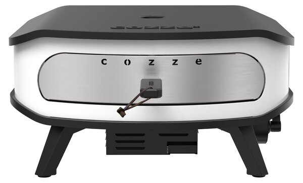 Forno per pizza Cozze® Rotate 17, incl. pietra per pizza / termometro, con 3 bruciatori a gas, 6 kW, superficie di cottura 42,5 x 42,5 cm, dimensioni dell'apparecchio 61 x 31 x 61 cm, acciaio / cordierite, bianco"