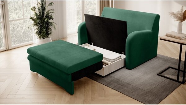 Divano verde allungabile e rivestimento in velluto 130 cm Ario – ELTAP