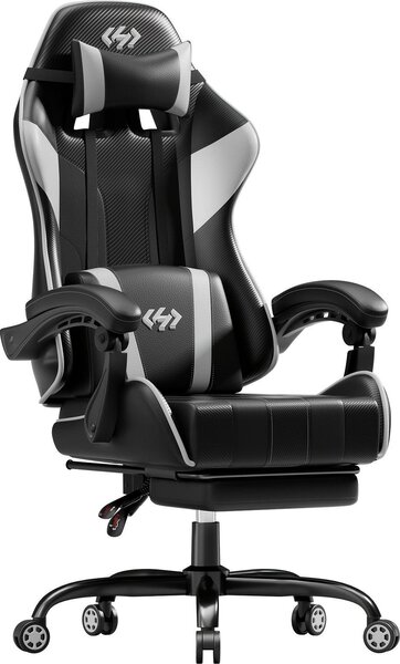 Sedia da gaming ergonomica e sedia da ufficio con schienale e poggiapiedi regolabili