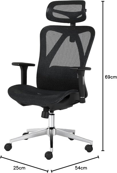 Sedia da ufficio ergonomica, sedia da ufficio con schienale alto, supporto lombare regolabile, poggiatesta e braccioli 3D, sedia da ufficio direzionale con altezza regolabile, sedia girevole