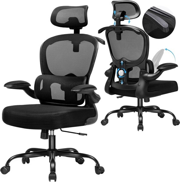 Sedia da ufficio ergonomica con poggiatesta 3D e supporto lombare regolabile