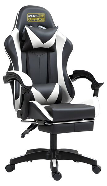 Sedia da gaming – Sedia da gioco ergonomica con poggiapiedi estraibile e schienale reclinabile – Nera
