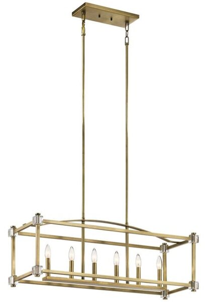 Lampadario Contemporaneo Cayden Acciaio Ottone Naturale 6 Luci E14 IP20