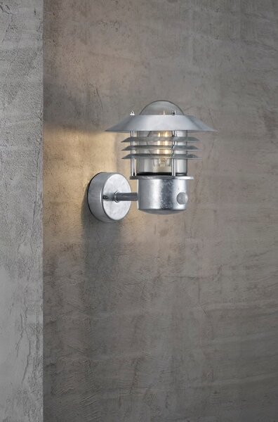 Nordlux-Lampada da parete per esterni con sensore VEJERS 1xE27/60W/230V IP54 argento
