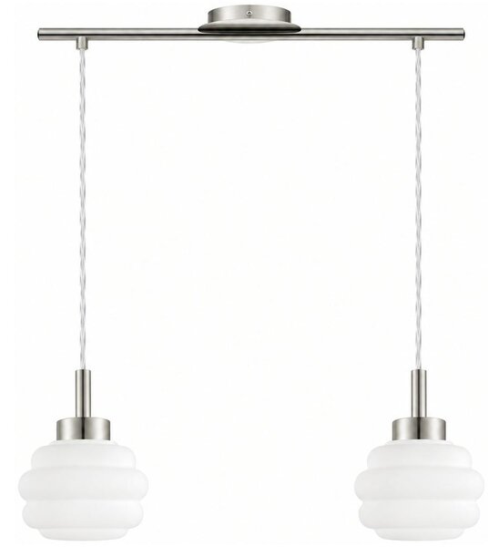 BRILAGI - Lampadario LED a cavo RETRO GLASS 2xE27/60W/230V cromo opaco/bianco