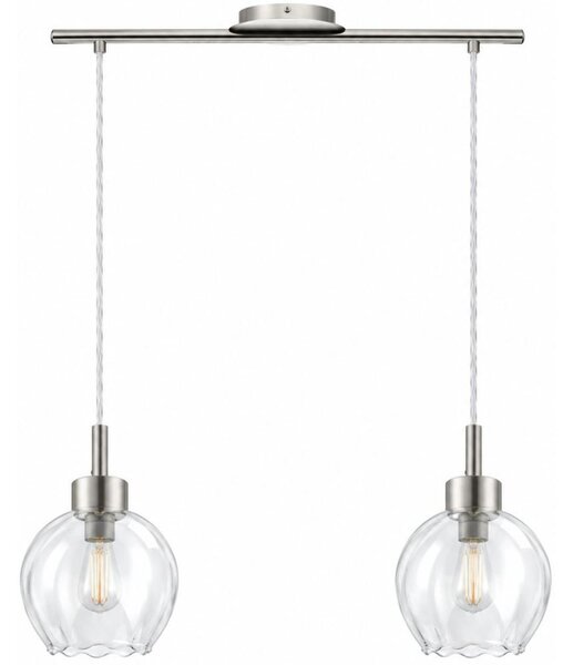 BRILAGI - LED Lampadario a cavo RETRO GLASS 2xE27/60W/230V cromo opaco/trasparente