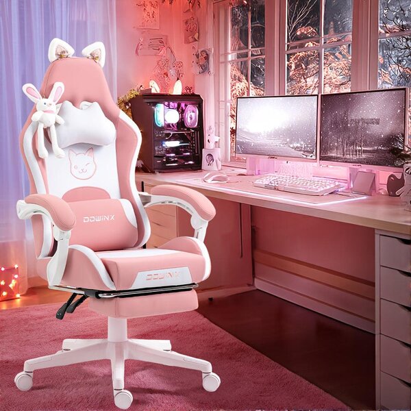 Sedia da gaming rosa - Sedia da gioco - Sedia da ufficio - Sedia per computer - Sedia da scrivania