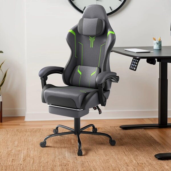 Sedia da ufficio ergonomica e sedia da gaming, con altezza regolabile, poggiapiedi e supporto lombare
