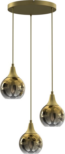 Lampadario MONTE, finitura oro e vetro fumé, 3 attacchi E27, 60W, dimensioni: 90x22x22 cm, grado di protezione IP20, marca Milagro
