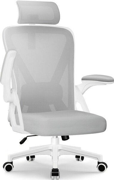 Sedia da ufficio ergonomica con supporto lombare e poggiatesta – Braccioli pieghevoli