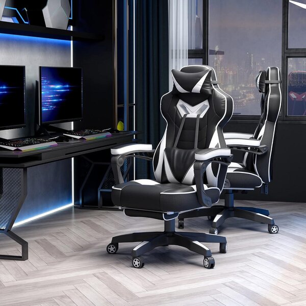 Sedia da gaming - Sedia da ufficio - Sedia da corsa - Sedia per giocatori - Sedia da lavoro - Schienale regolabile fino a 170°