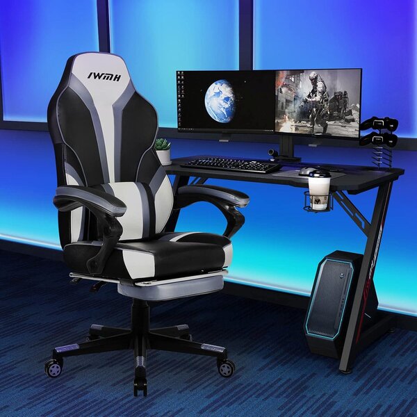 Sedia da gaming IntimaTe WM Heart, sedia da gaming ergonomica, con schienale alto, sedia da ufficio con seduta imbottita, poggiapiedi pieghevoli e braccioli regolabili