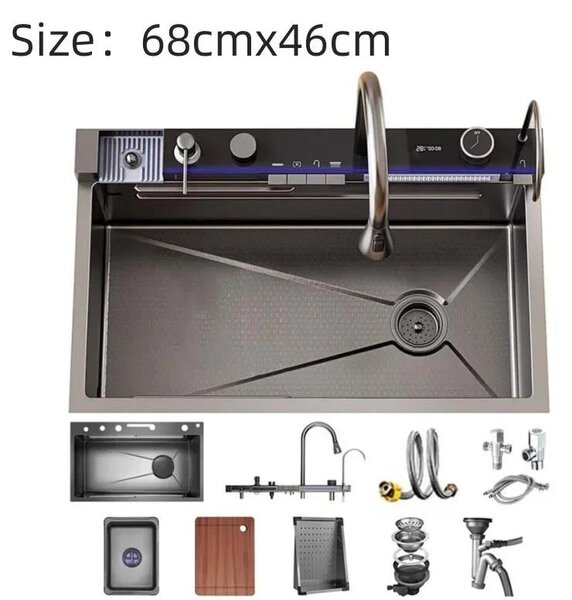 Rubinetto da cucina – Rubinetto in acciaio inossidabile – Miscelatore per cucina – Acciaio inossidabile – Cartuccia Vetroceramica – 68x46 cm