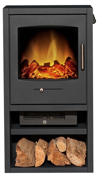 Camino elettrico a pavimento - 1,8 kW - Struttura in metallo con rivestimento a polvere - Grigio antracite