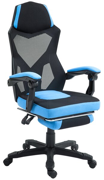 Vinsetto Sedia da Ufficio, Sedia da Gioco con Altezza Regolabile, Schienale e Ruote, in Tessuto a Maglia, 58x63x112-122 cm, Blu e Nero | Aosom Italy