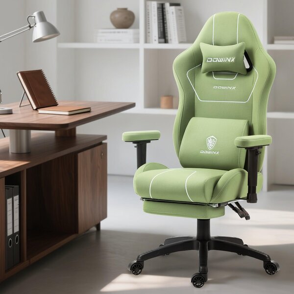 Sedia da gaming ergonomica, adatta anche come sedia da ufficio, con schienale alto, braccioli regolabili e poggiapiedi, colore nero