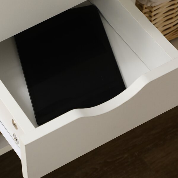 HOMCOM Scrivania angolare con 2 cassetti e 3 scomparti aperti, 120 x 60 x 74 cm, Bianco | Aosom Italy
