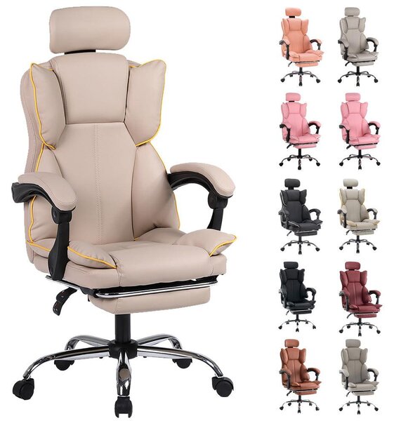 Sedia da ufficio ergonomica – Sedia da gaming con altezza regolabile – Beige con dettagli dorati