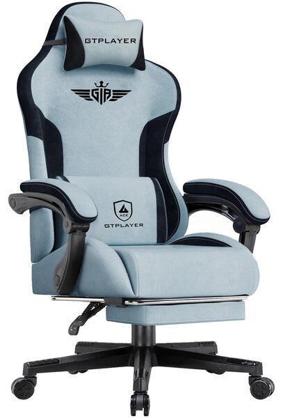 Sedia da gaming – Sedia per videogiochi – Sedia ergonomica – Sedia da ufficio – Azzurro chiaro – Design ergonomico