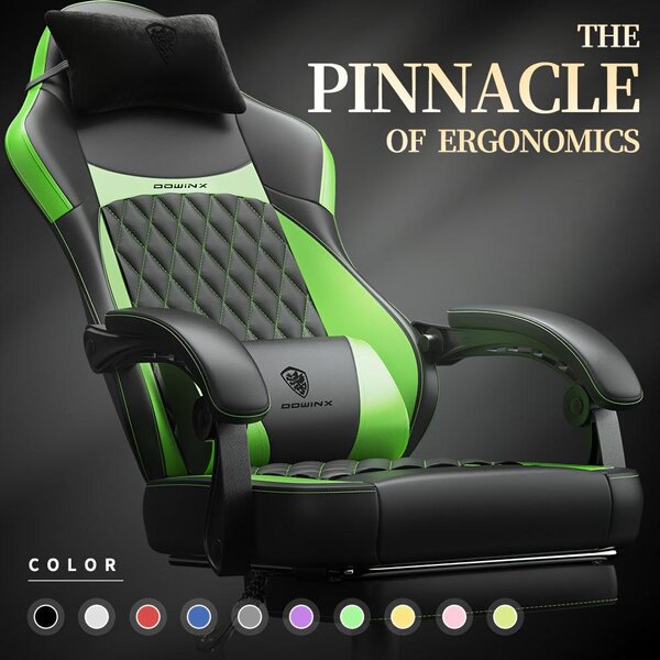 Sedia da ufficio ergonomica – Sedia girevole con schienale alto – Cuscino lombare e poggiapiedi – Verde scuro