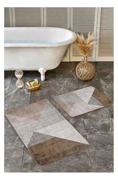 Set di tappetini per il bagno grigi/marroni in velluto 2 pz 60x100 cm – Mila Home