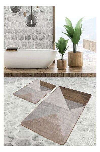 Set di tappetini per il bagno grigi/marroni in velluto 2 pz 60x100 cm – Mila Home