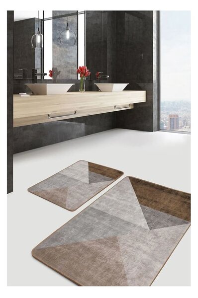 Set di tappetini per il bagno grigi/marroni in velluto 2 pz 60x100 cm – Mila Home