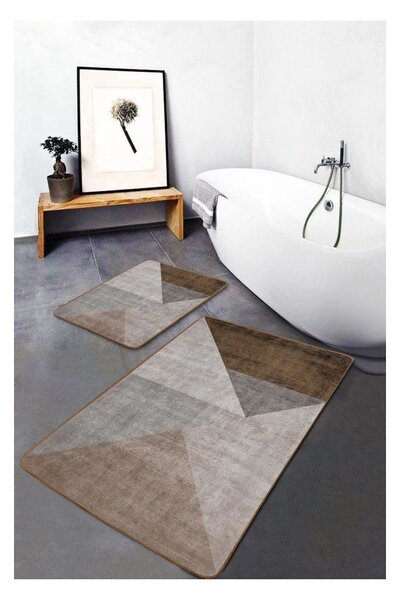 Set di tappetini per il bagno grigi/marroni in velluto 2 pz 60x100 cm – Mila Home