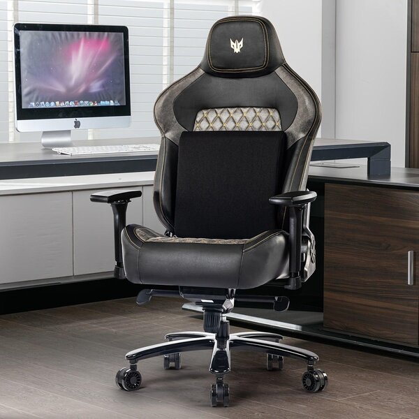 Sedia da gaming e sedia da ufficio – Nera e grigia – Con braccioli regolabili in 4 direzioni e supporto lombare ergonomico