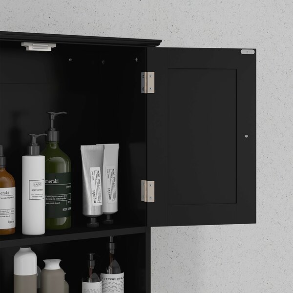 Kleankin Armadio da Bagno da Parete con 2 Ante e 2 Cassetti 50,8x17,8x66 cm Nero | Aosom Italy