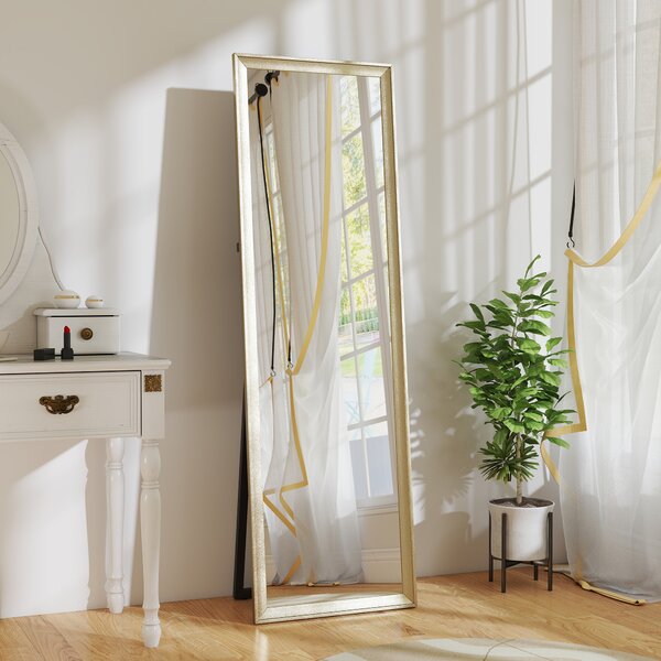HOMCOM Specchio a figura intera, posizionamento flessibile, 160 x 50 cm, Oro | Aosom Italy