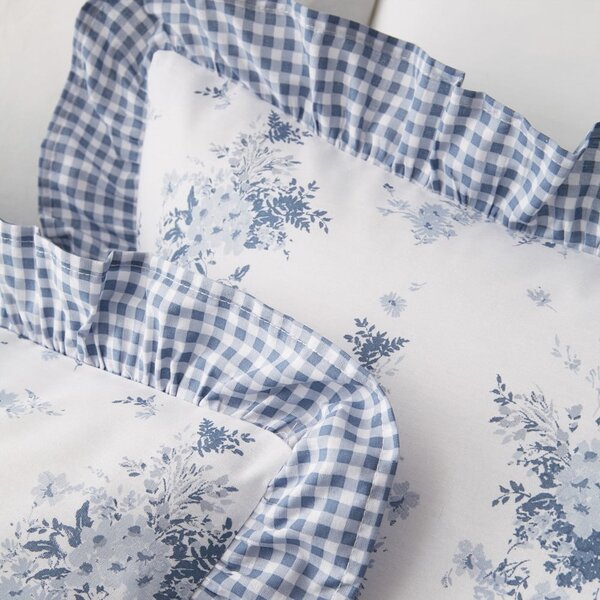 Biancheria da letto bianca/blu per letto matrimoniale 200x200 cm Lucie Floral Frill – Catherine Lansfield