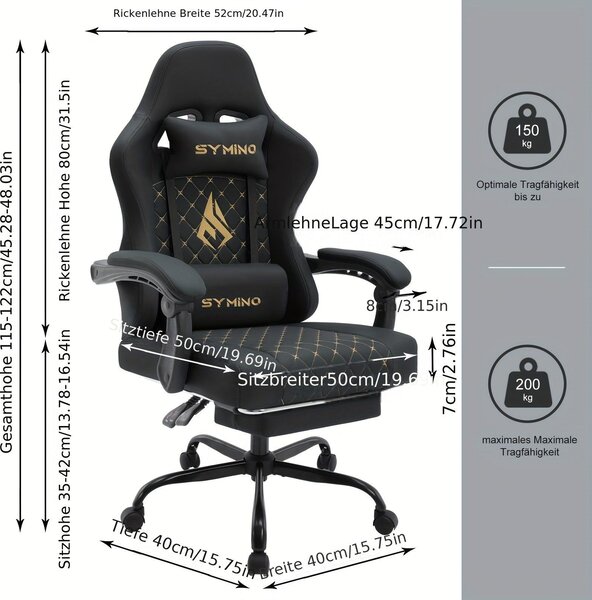 Sedia da gaming - Sedia da ufficio - Sedia per computer - Sedia da gioco - Sedia da ufficio - Design ergonomico