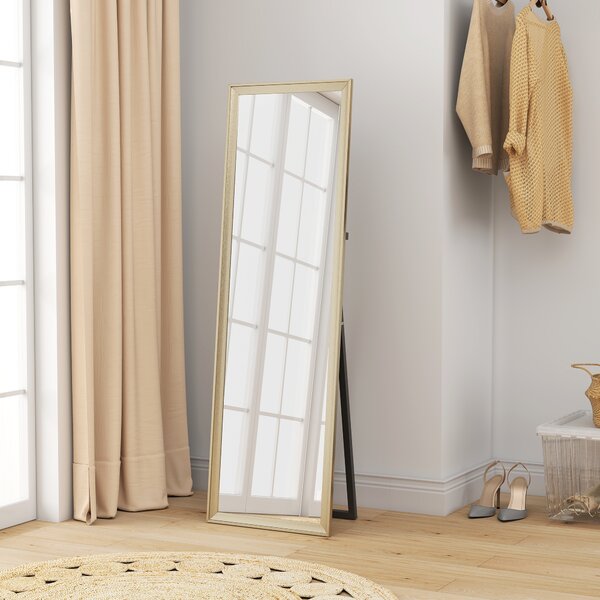 HOMCOM Specchio a figura intera, posizionamento flessibile, 160 x 50 cm, Oro | Aosom Italy
