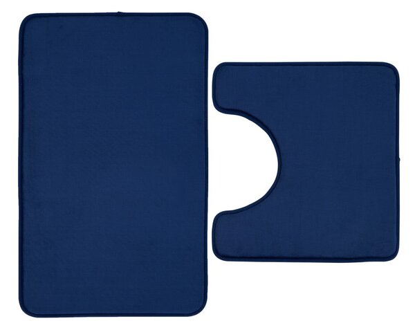 Set di tappetini per il bagno blu scuro in memory foam 2 pz per WC 50x80 cm Anti-Bacterial – Catherine Lansfield