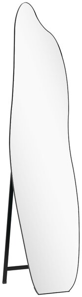 HOMCOM Specchio da Terra a Figura Intera senza Cornice con Forma Irregolare e Supporto 40x4x160 cm Nero e Argento | Aosom Italy