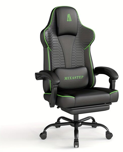 Sedia da gaming, schienale ergonomico regolabile, rotazione a 360 gradi, colore verde