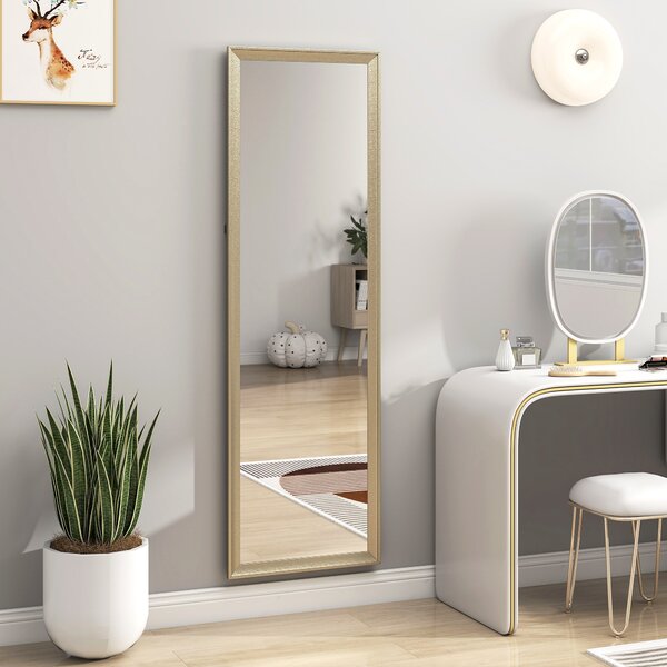 HOMCOM Specchio a figura intera, posizionamento flessibile, 160 x 50 cm, Oro | Aosom Italy