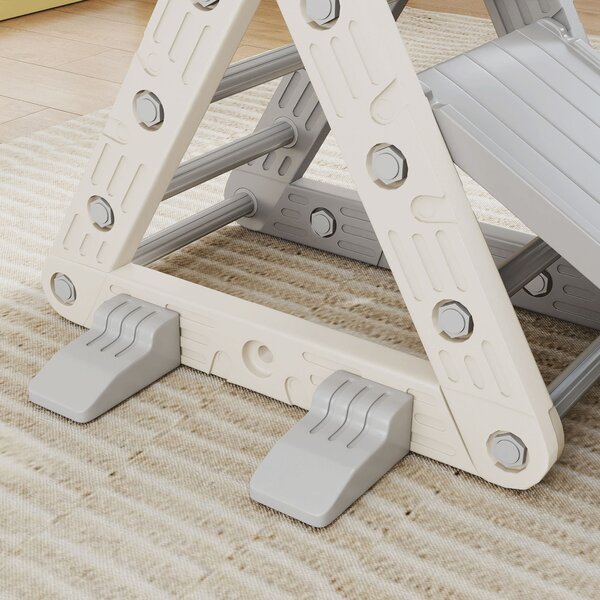 AIYAPLAY Struttura per Arrampicata per Bambini di 18-48 Mesi con Scivolo e Rampa 130x80x69 cm Grigio e Bianco | Aosom Italy