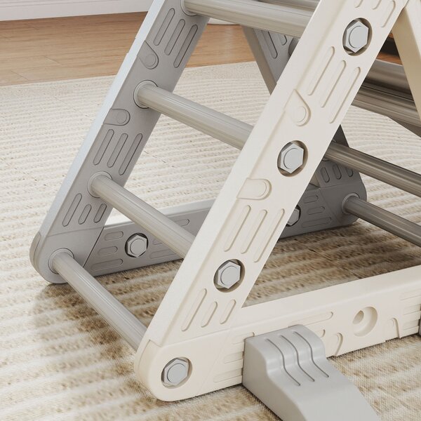 AIYAPLAY Struttura per Arrampicata per Bambini di 18-48 Mesi con Scivolo e Rampa 130x80x69 cm Grigio e Bianco | Aosom Italy