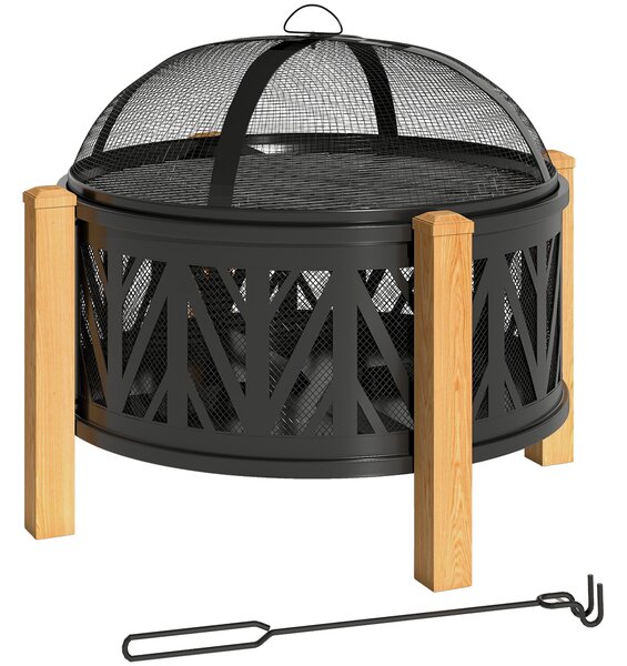 Outsunny Braciere 2-in-1 Ø75 x 58 cm con Protezione anti-scintille, Nero | Aosom Italy
