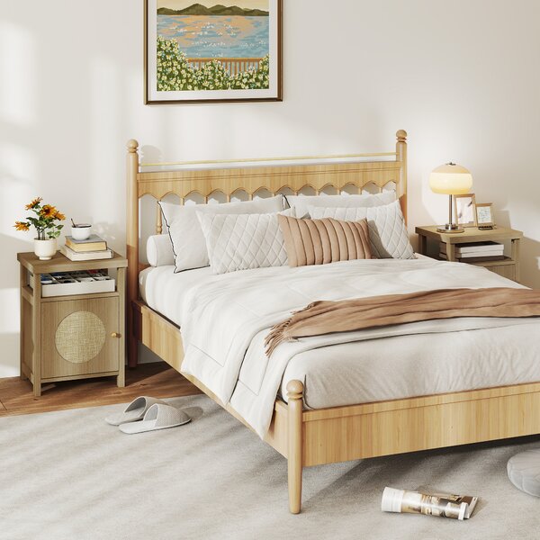 HOMCOM Set di 2 comodini stretti con vano aperto e finitura in vimini, 40 x 35 x 55 cm Marrone | Aosom Italy