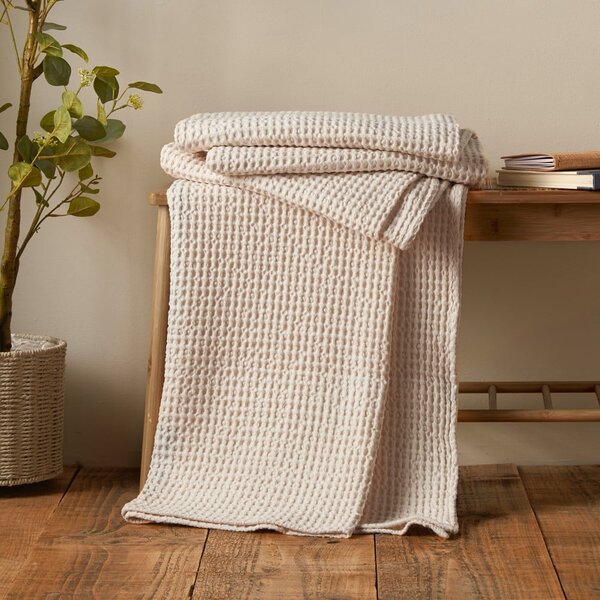 Coperta beige in cotone 150x200 cm Jaipur Chunky Waffle – Pineapple Elephant