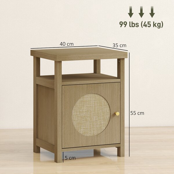 HOMCOM Set di 2 comodini stretti con vano aperto e finitura in vimini, 40 x 35 x 55 cm Marrone | Aosom Italy